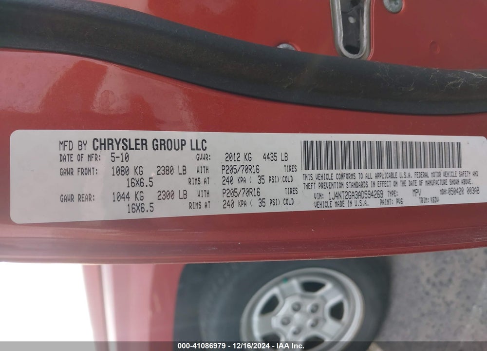 2010 JEEP PATRIOT SPORT VIN: 1J4NT2GA3AD594269