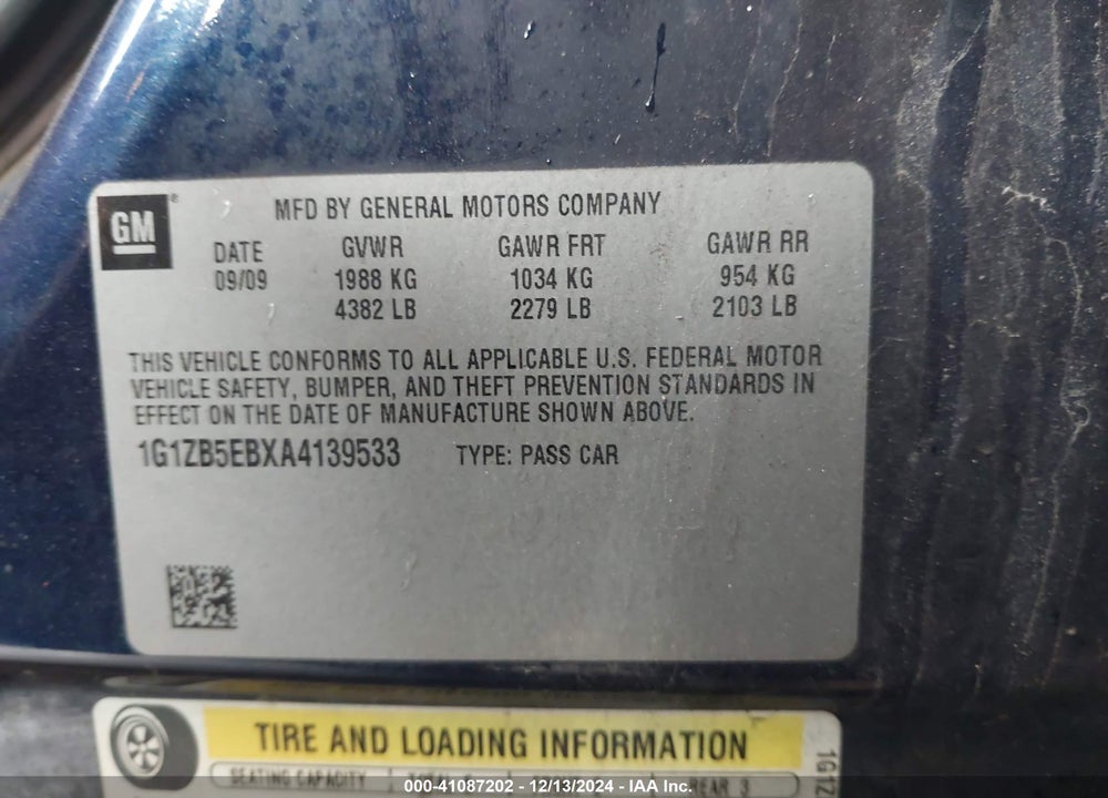 2010 CHEVROLET MALIBU LS VIN: 1G1ZB5EBXA4139533
