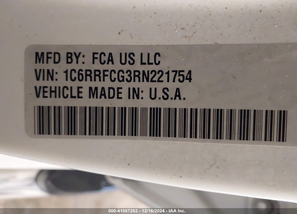 2024 RAM 1500 TRADESMAN 4X4 6'4 BOX VIN: 1C6RRFCG3RN221754