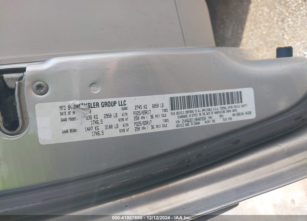 2010 VOLKSWAGEN ROUTAN SE VIN: 2V4RW3D11AR407834