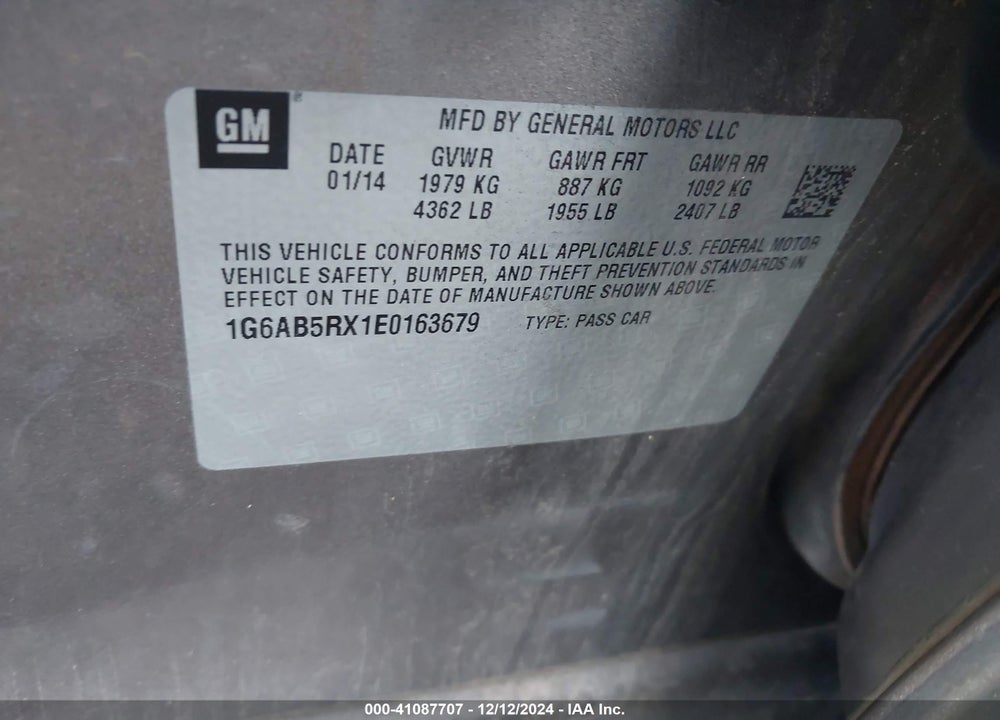 2014 CADILLAC ATS VIN: 1G6AB5RX1E0163679