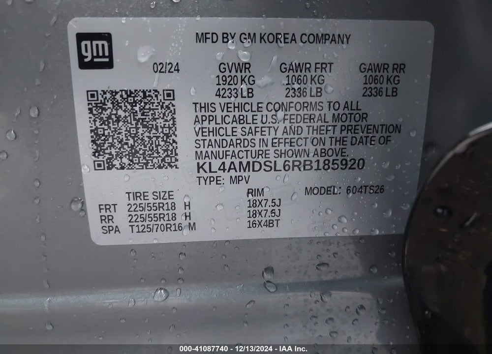 2024 BUICK ENCORE GX SPORT TOURING FWD VIN: KL4AMDSL6RB185920