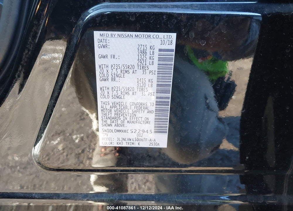 2019 INFINITI QX60 LUXE VIN: 5N1DL0MMXKC522945