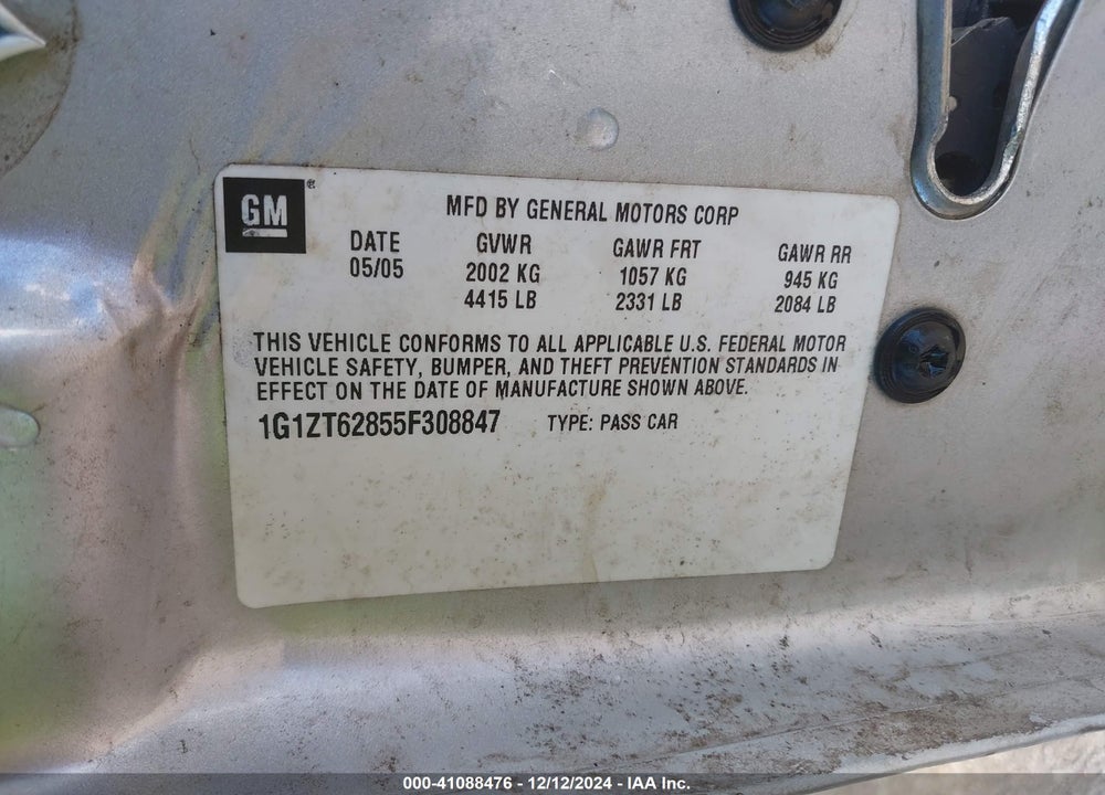 2005 CHEVROLET MALIBU MAXX LS VIN: 1G1ZT62855F308847