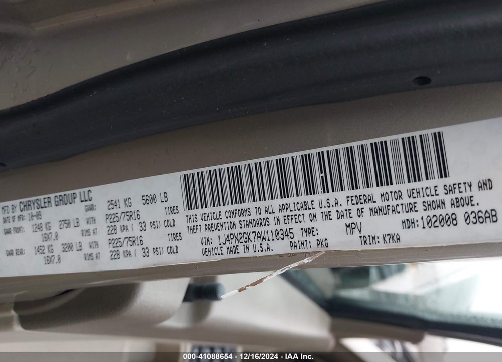 2010 JEEP LIBERTY SPORT VIN: 1J4PN2GK7AW110345