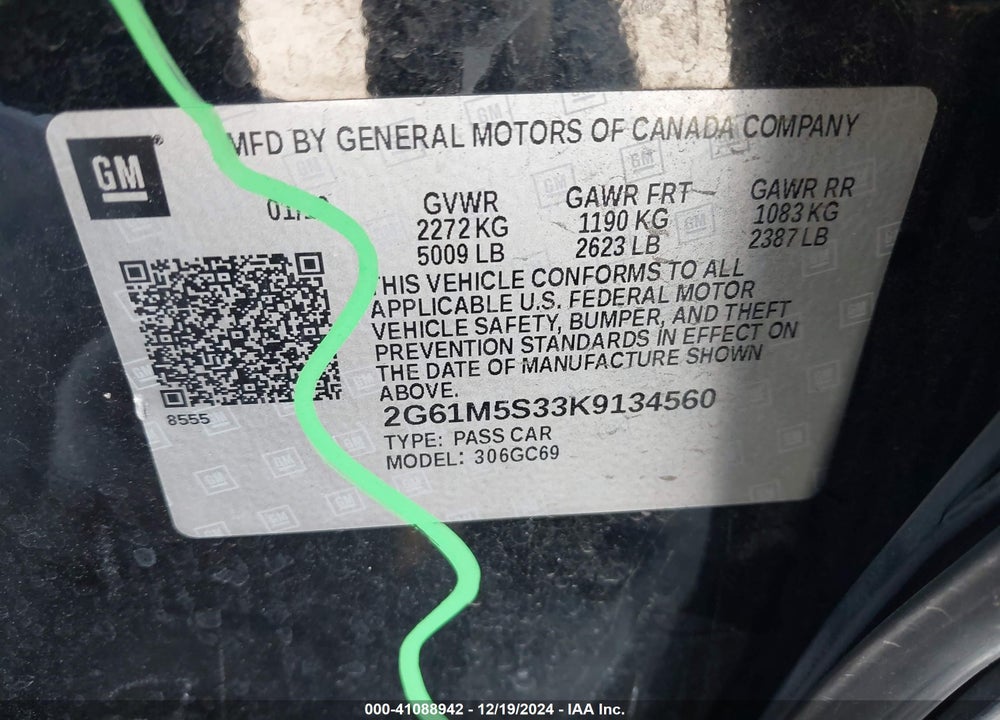2019 CADILLAC XTS LUXURY VIN: 2G61M5S33K9134560