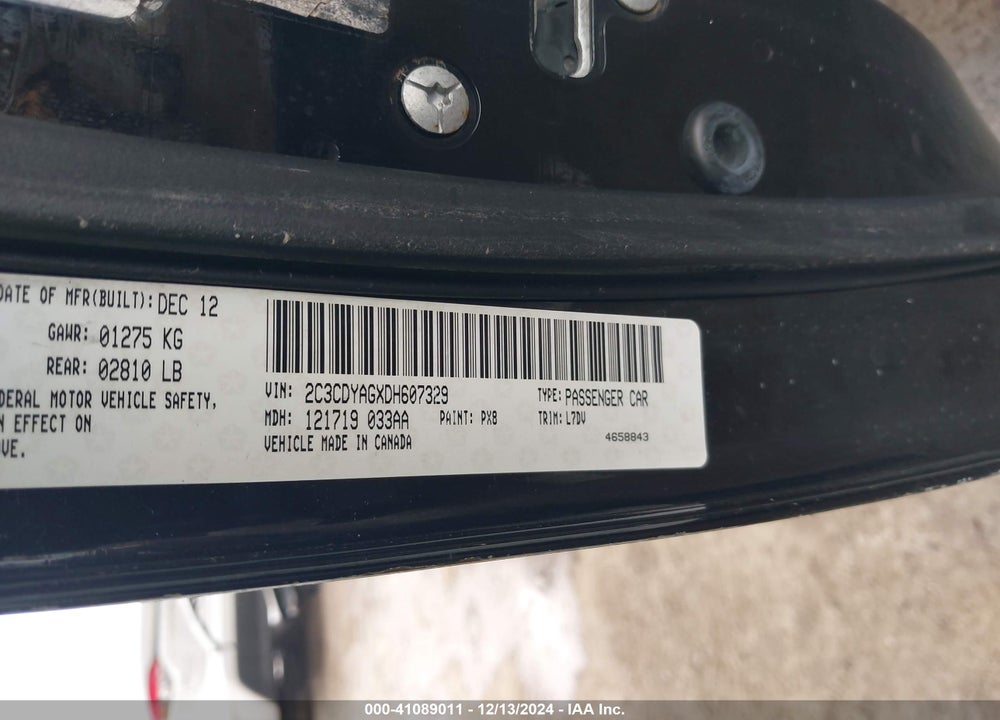 2013 DODGE CHALLENGER VIN: 2C3CDYAGXDH607329
