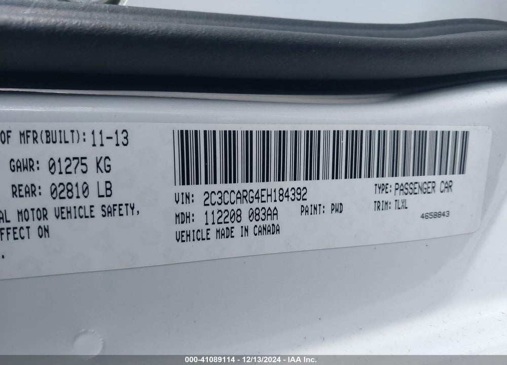 2014 CHRYSLER 300 VIN: 2C3CCARG4EH184392