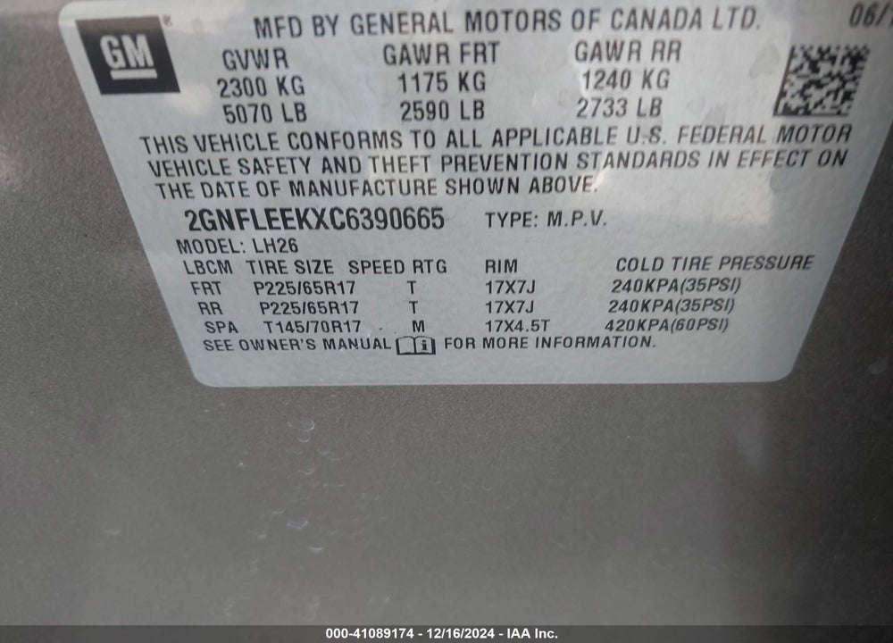 2012 CHEVROLET EQUINOX 1LT VIN: 2GNFLEEKXC6390665