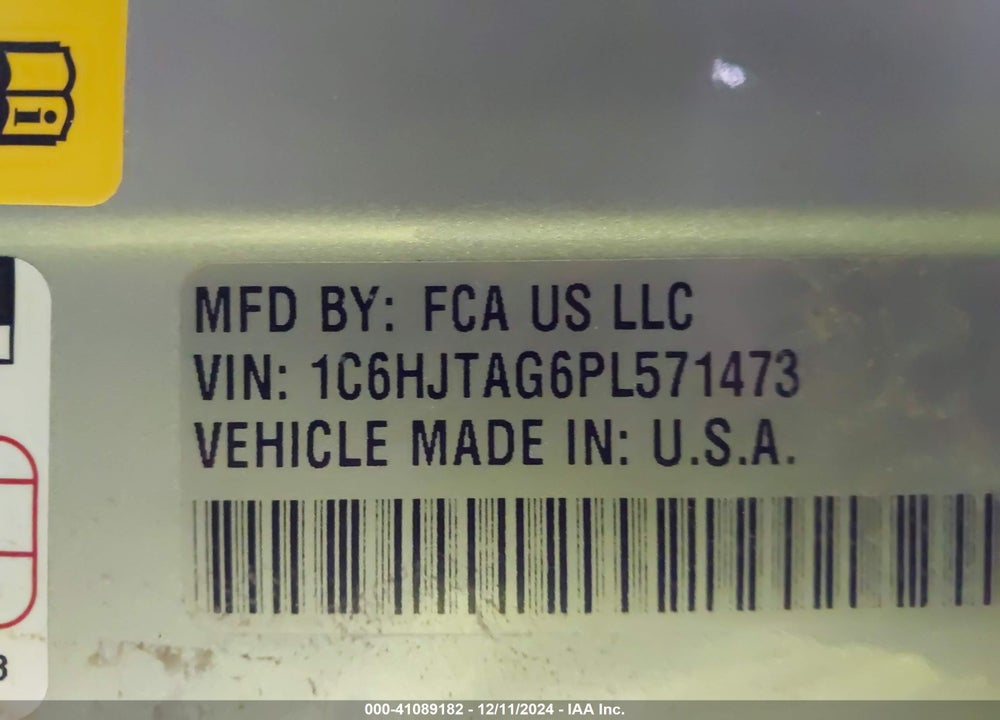 2023 JEEP GLADIATOR VIN: 1C6HJTAG6PL571473