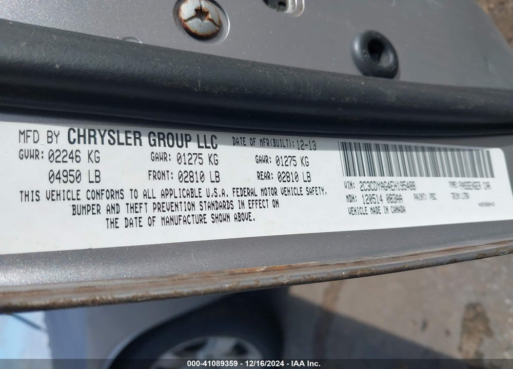 2014 DODGE CHALLENGER VIN: 2C3CDYAG4EH195488