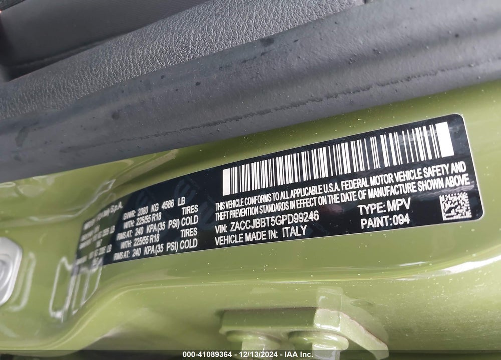 2016 JEEP RENEGADE VIN: ZACCJBBT5GPD99246