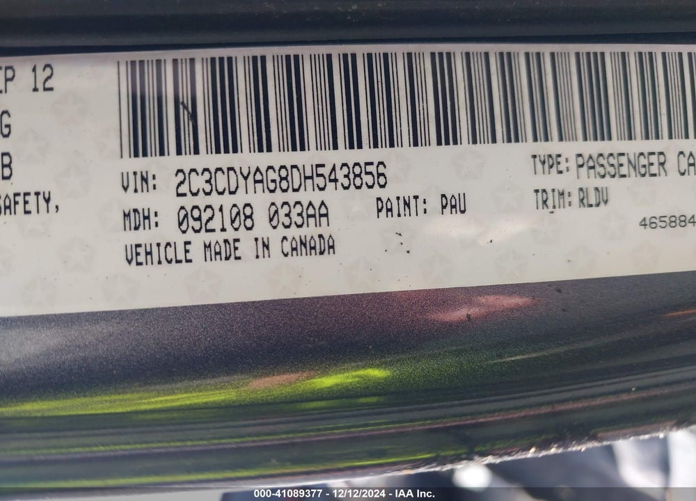 2013 DODGE CHALLENGER SXT PLUS VIN: 2C3CDYAG8DH543856