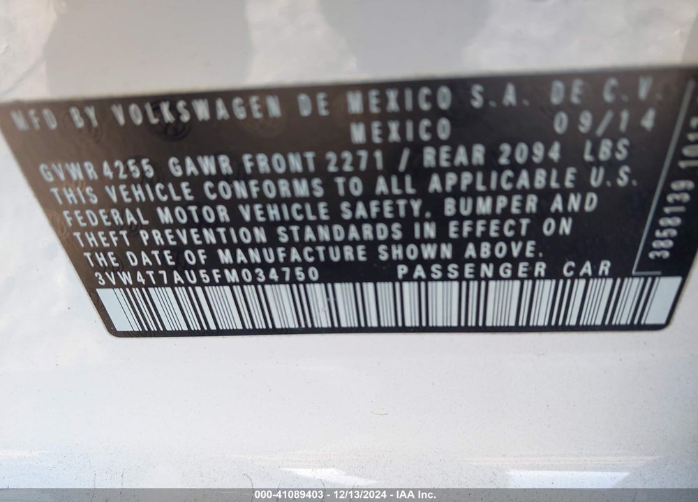 2015 VOLKSWAGEN GOLF GTI VIN: 3VW4T7AU5FM034750