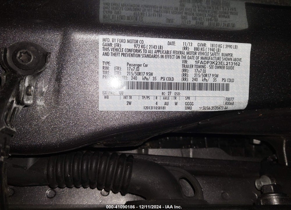 2014 FORD FOCUS SE VIN: 1FADP3K23EL213162