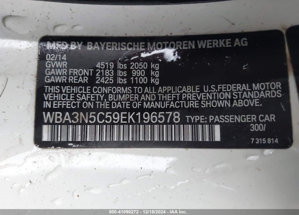 2014 BMW 428I VIN: WBA3N5C59EK196578