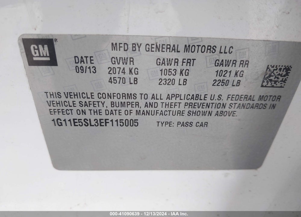 2014 CHEVROLET MALIBU 2LT VIN: 1G11E5SL3EF115005
