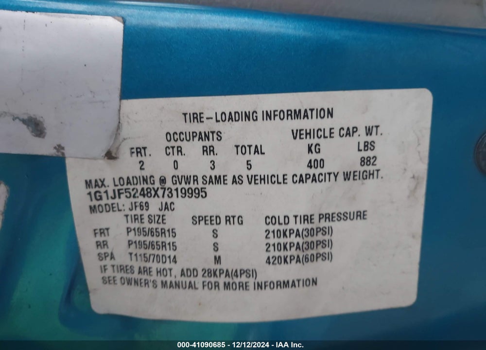 1999 CHEVROLET CAVALIER LS VIN: 1G1JF5248X7319995