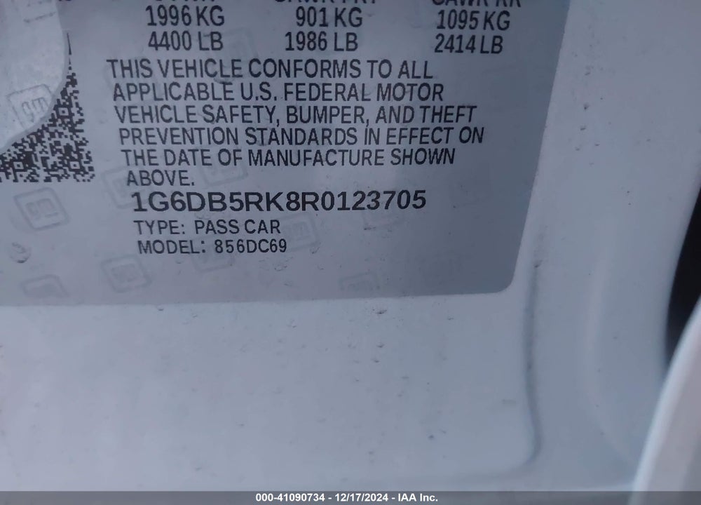 2024 CADILLAC CT4 VIN: 1G6DB5RK8R0123705