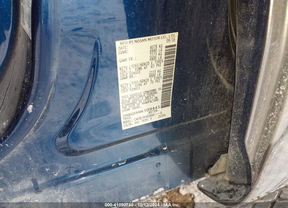 2017 NISSAN TITAN XD VIN: 1N6BA1F44HN509445