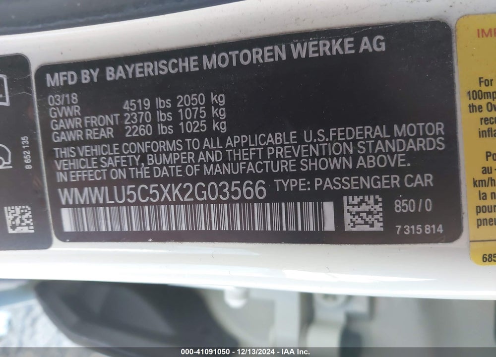 2019 MINI CLUBMAN COOPER S VIN: WMWLU5C5XK2G03566