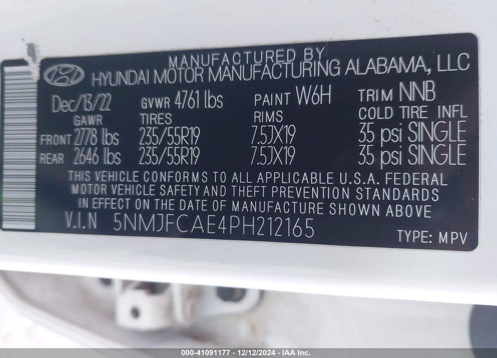2023 HYUNDAI TUCSON SEL VIN: 5NMJFCAE4PH212165