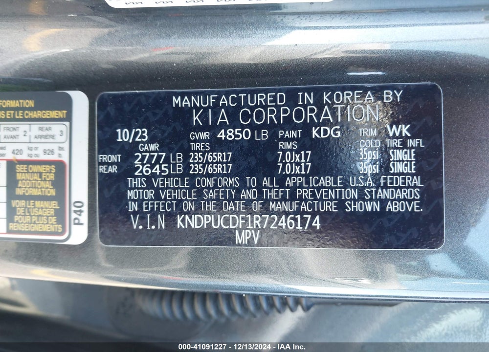 2024 KIA SPORTAGE LX VIN: KNDPUCDF1R7246174