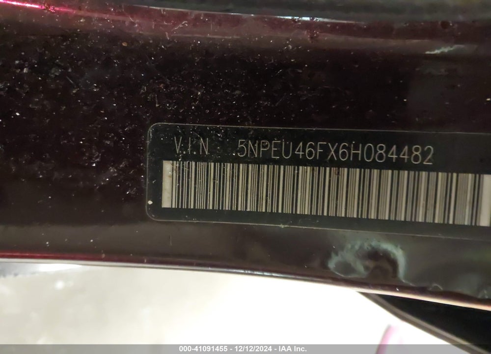 2006 HYUNDAI SONATA GLS V6/LX V6 VIN: 5NPEU46FX6H084482
