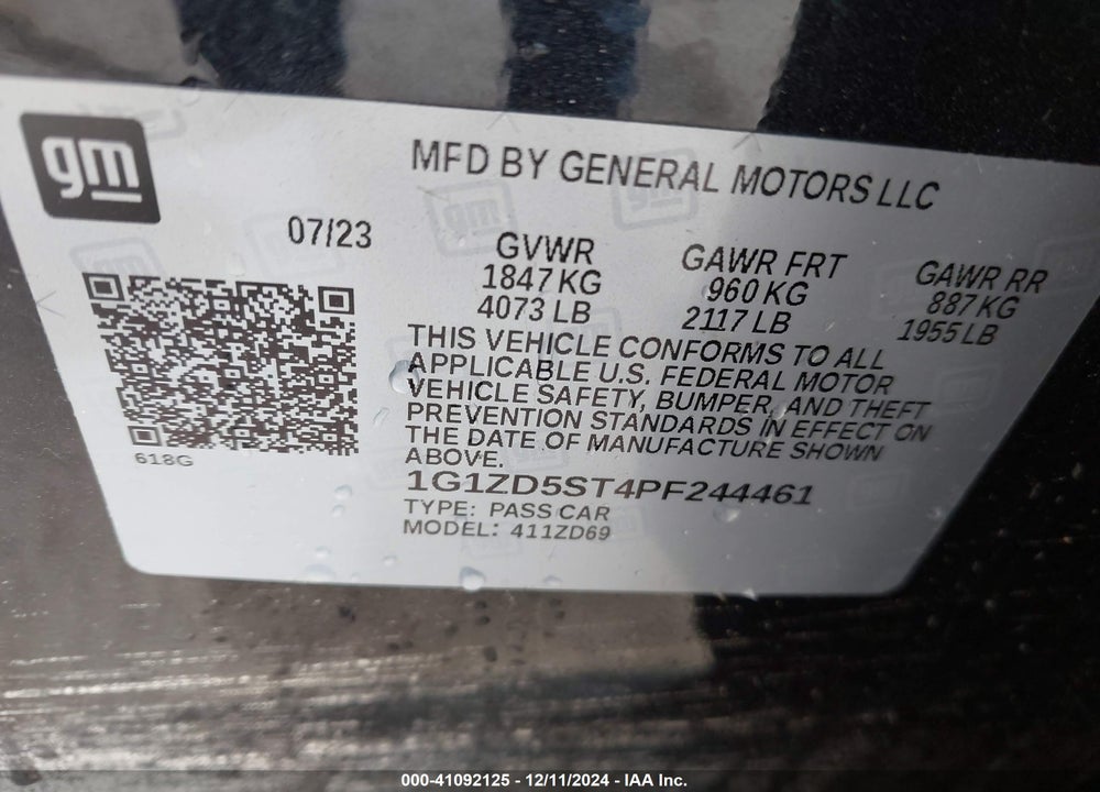 2023 CHEVROLET MALIBU FWD 1LT VIN: 1G1ZD5ST4PF244461