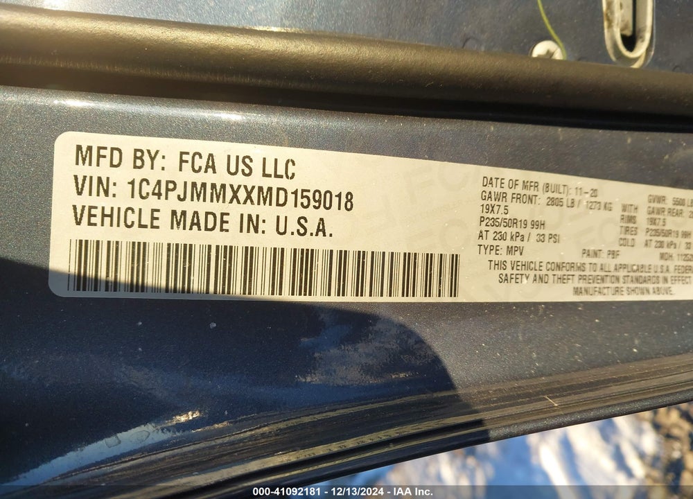 2021 JEEP CHEROKEE 80TH ANNIVERSARY 4X4 VIN: 1C4PJMMXXMD159018
