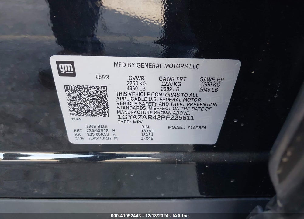 2023 CADILLAC XT4 FWD LUXURY VIN: 1GYAZAR42PF225611