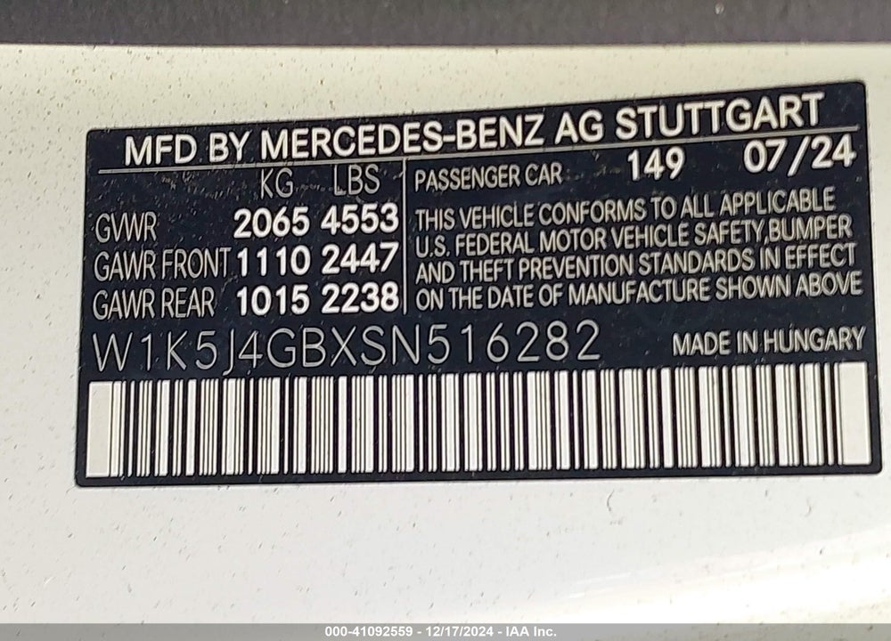 2025 MERCEDES-BENZ CLA VIN: W1K5J4GBXSN516282
