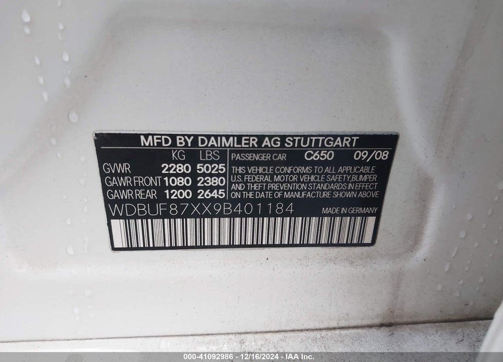 2009 MERCEDES-BENZ E 350 4MATIC VIN: WDBUF87XX9B401184