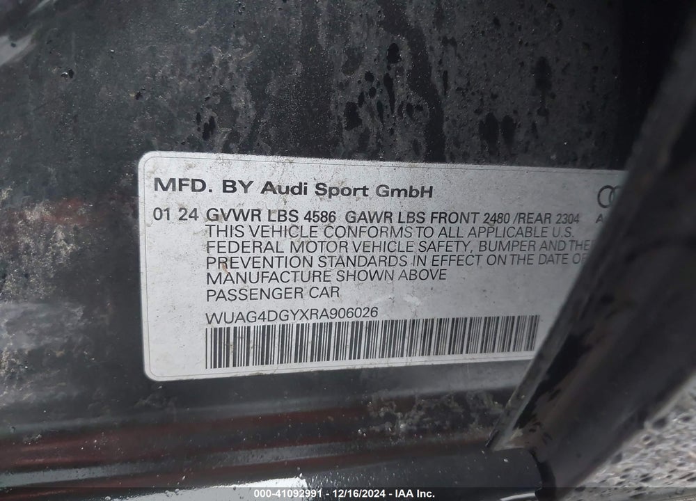 2024 AUDI RS 3 SEDAN TFSI QUATTRO S TRONIC VIN: WUAG4DGYXRA906026