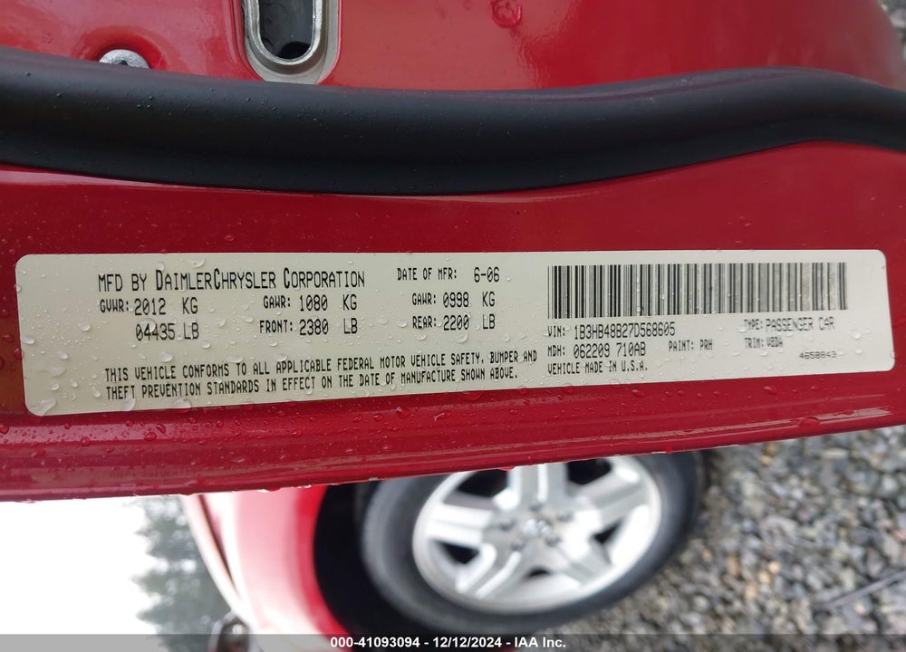 2007 DODGE CALIBER SXT VIN: 1B3HB48B27D568605