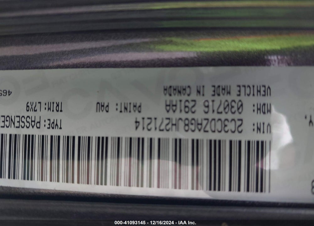 2018 DODGE CHALLENGER VIN: 2C3CDZAG8JH271214