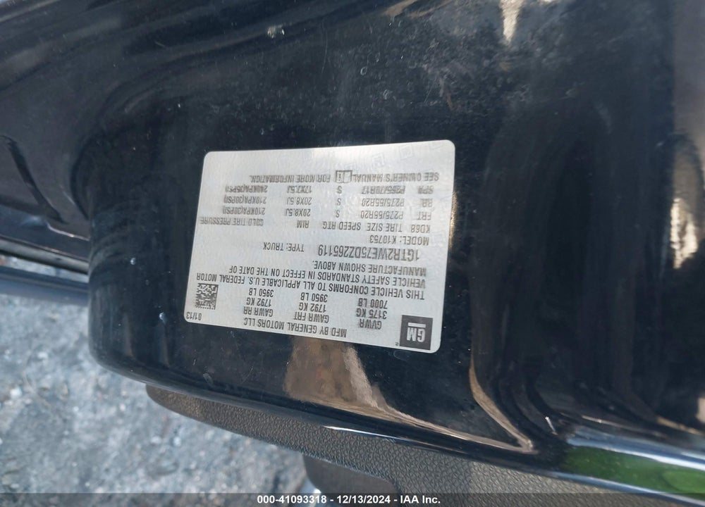 2013 GMC SIERRA VIN: 1GTR2WE75DZ265119