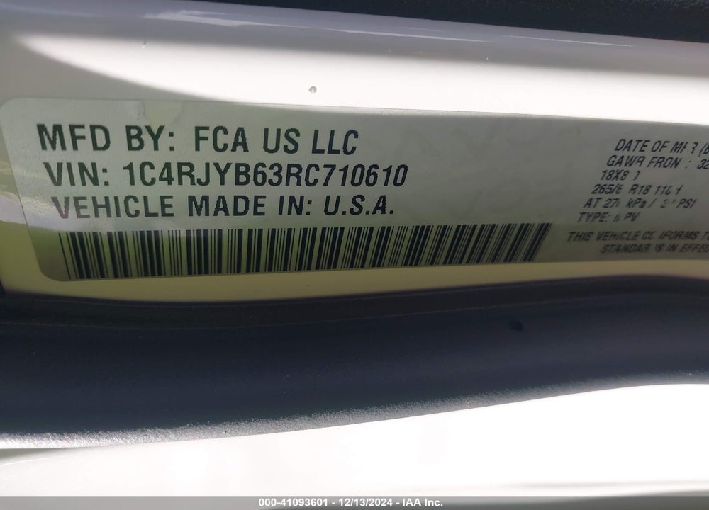 2024 JEEP GRAND CHEROKEE 4XE VIN: 1C4RJYB63RC710610
