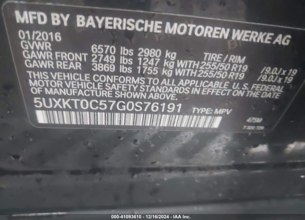 2016 BMW X5 EDRIVE XDRIVE40E VIN: 5UXKT0C57G0S76191