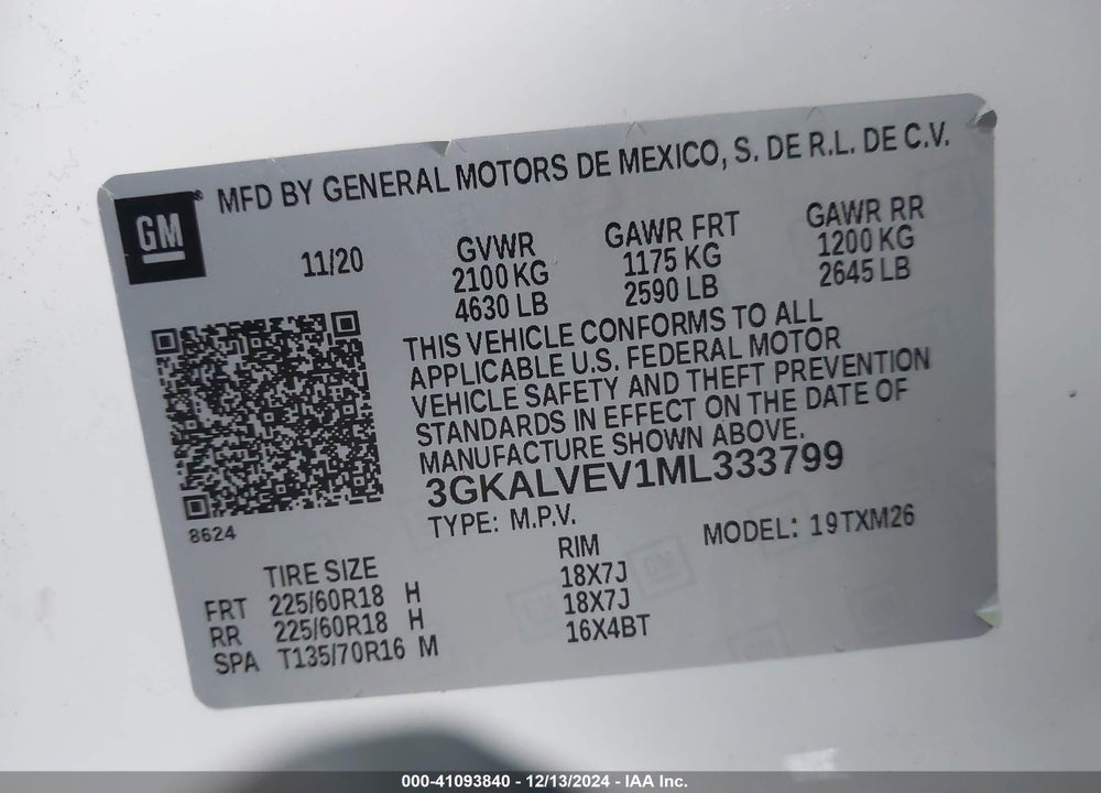 2021 GMC TERRAIN AWD SLT VIN: 3GKALVEV1ML333799