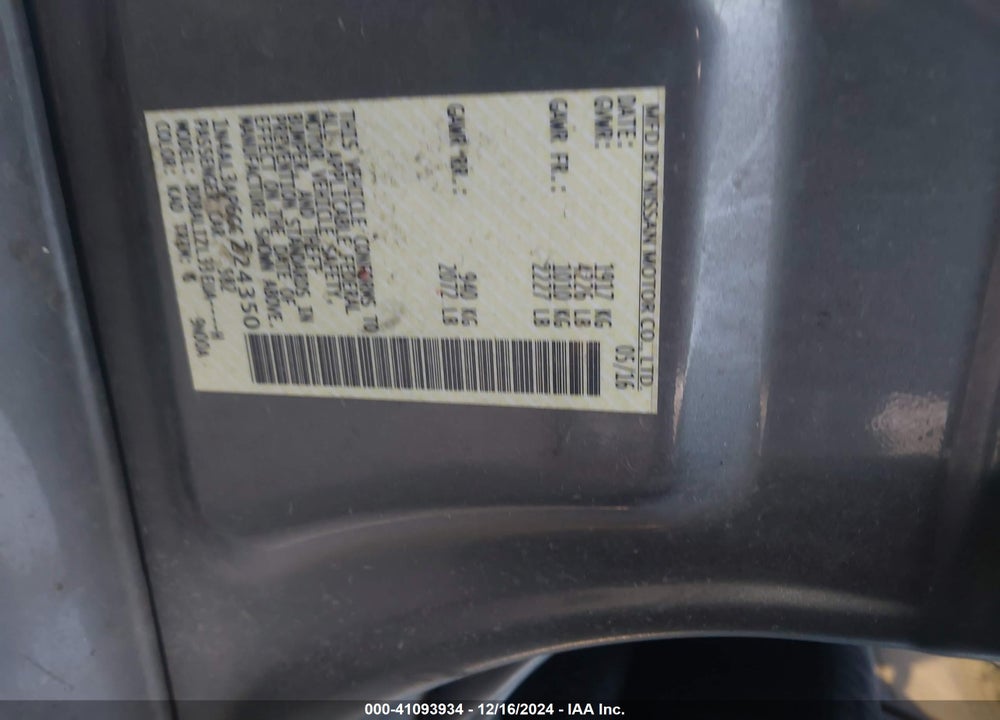 2016 NISSAN ALTIMA 2.5 SV VIN: 1N4AL3AP6GC224350