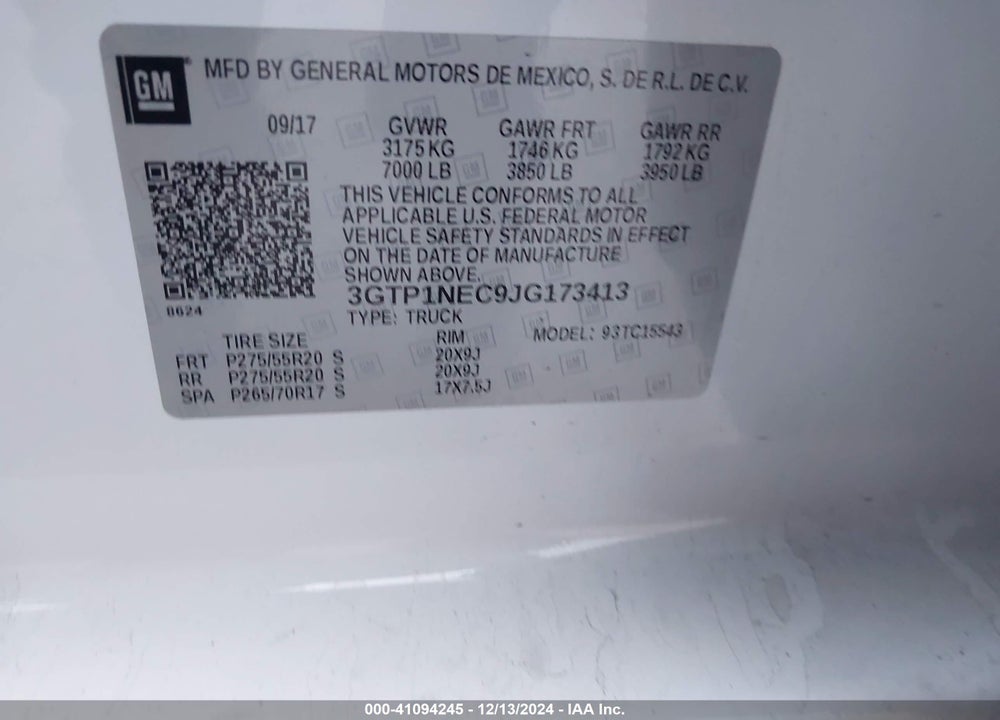 2018 GMC SIERRA 1500 SLT VIN: 3GTP1NEC9JG173413