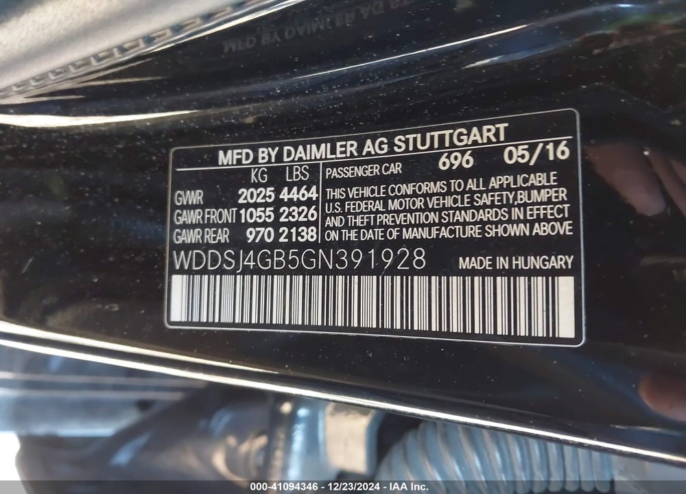 2016 MERCEDES-BENZ CLA 250 VIN: WDDSJ4GB5GN391928