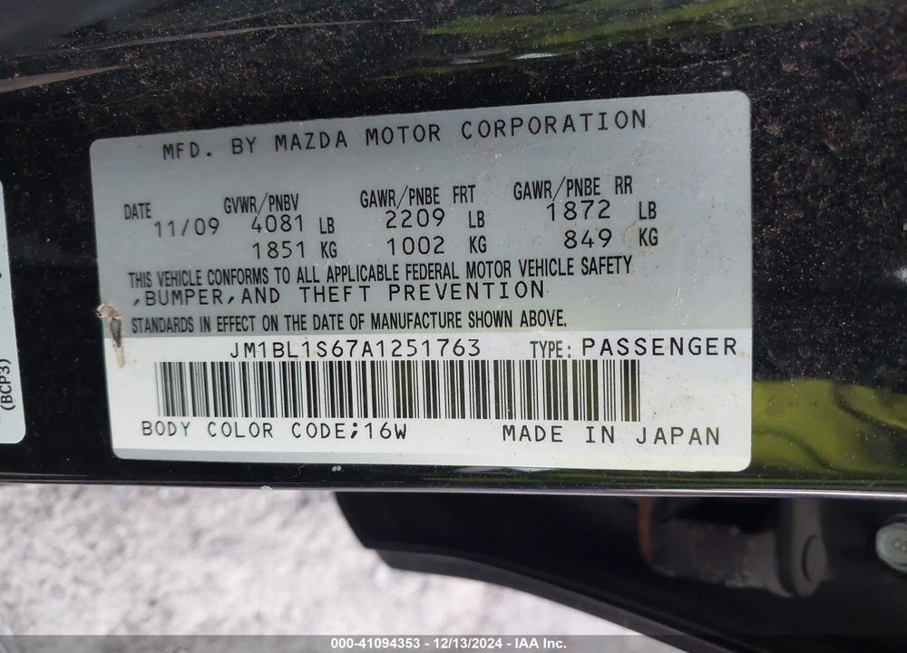 2010 MAZDA 3 S SPORT VIN: JM1BL1S67A1251763