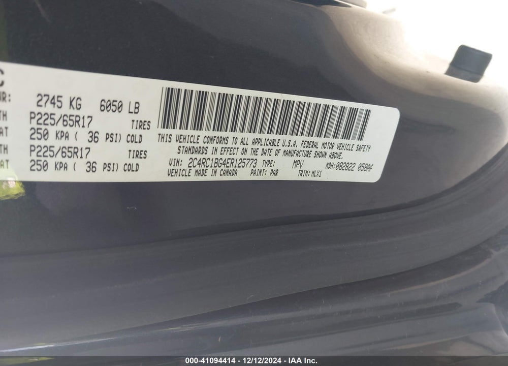 2014 CHRYSLER TOWN & COUNTRY TOURING VIN: 2C4RC1BG4ER125773