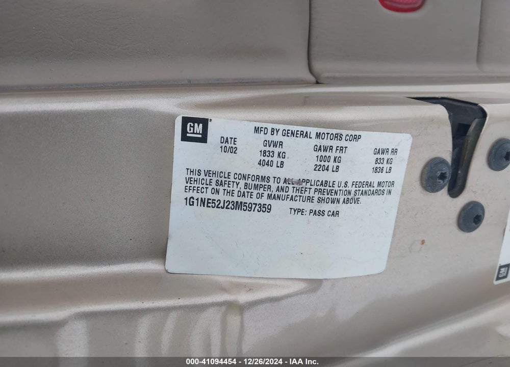 2003 CHEVROLET MALIBU VIN: 1G1NE52J23M597359