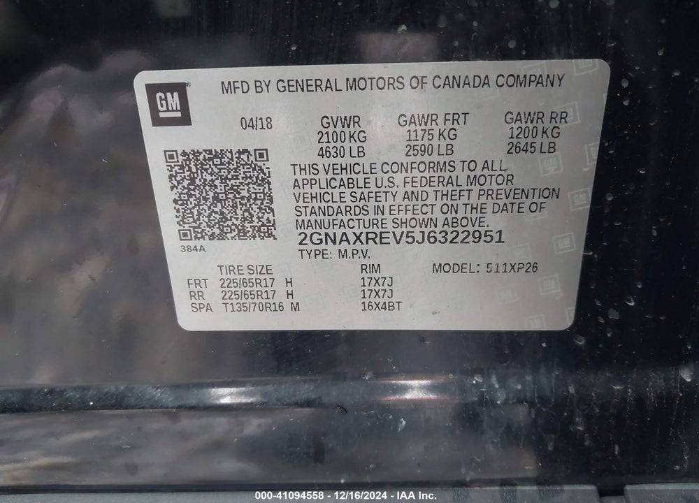 2018 CHEVROLET EQUINOX LS VIN: 2GNAXREV5J6322951