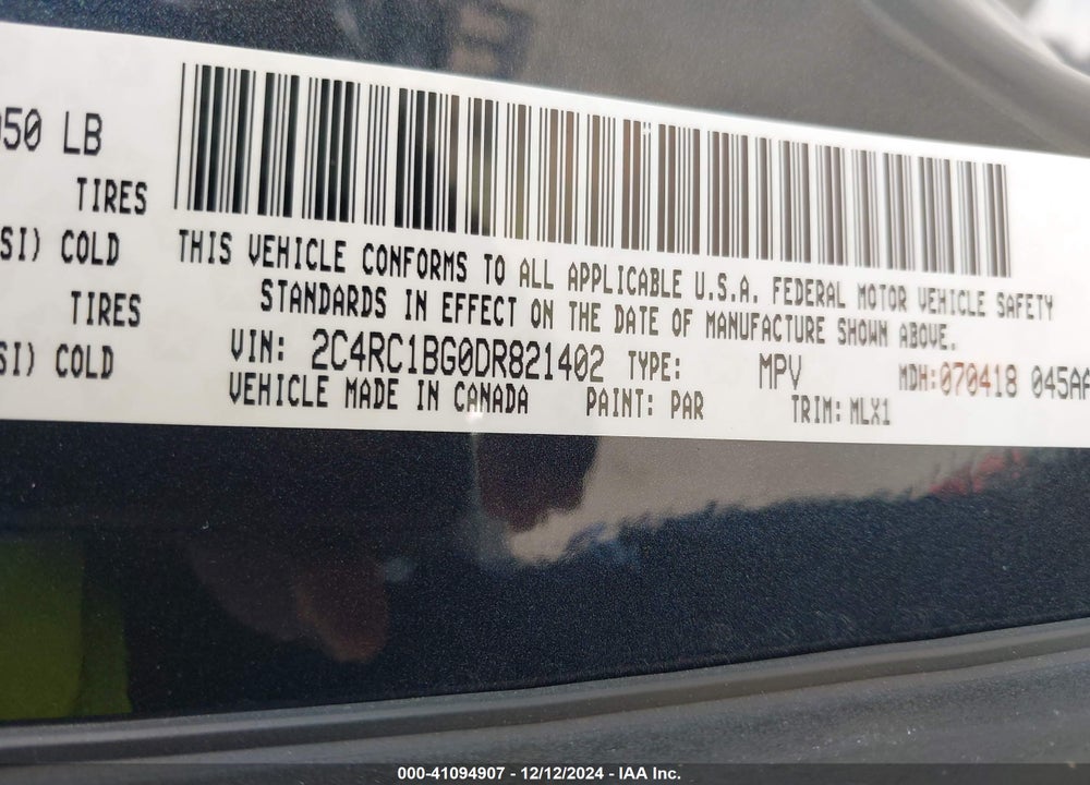 2013 CHRYSLER TOWN & COUNTRY TOURING VIN: 2C4RC1BG0DR821402