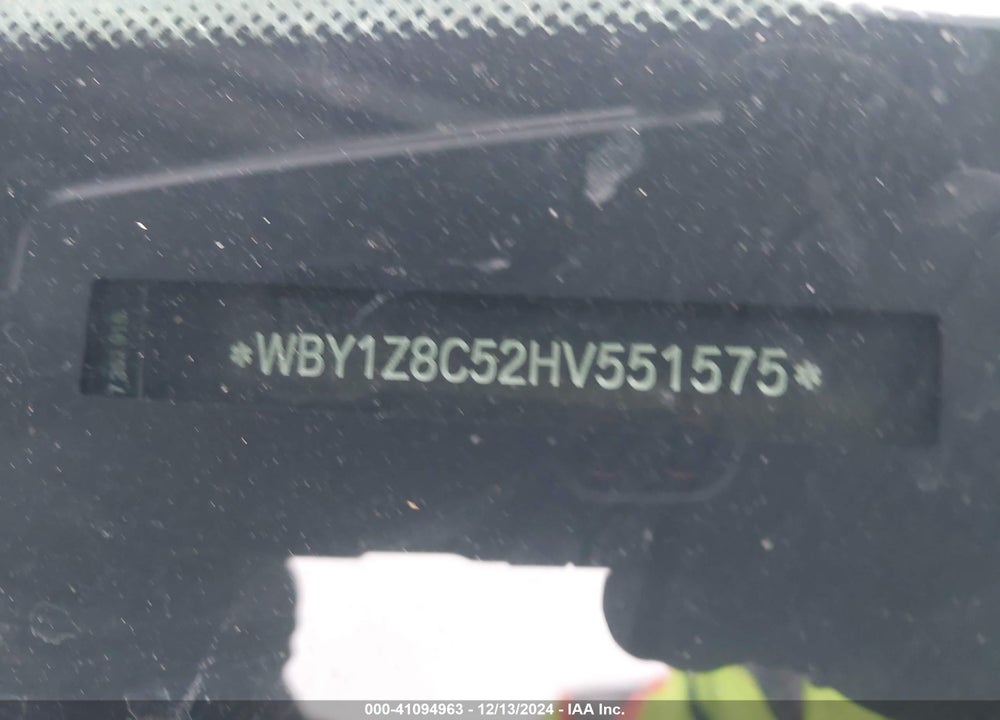 2017 BMW I3 94 AH W/RANGE EXTENDER VIN: WBY1Z8C52HV551575