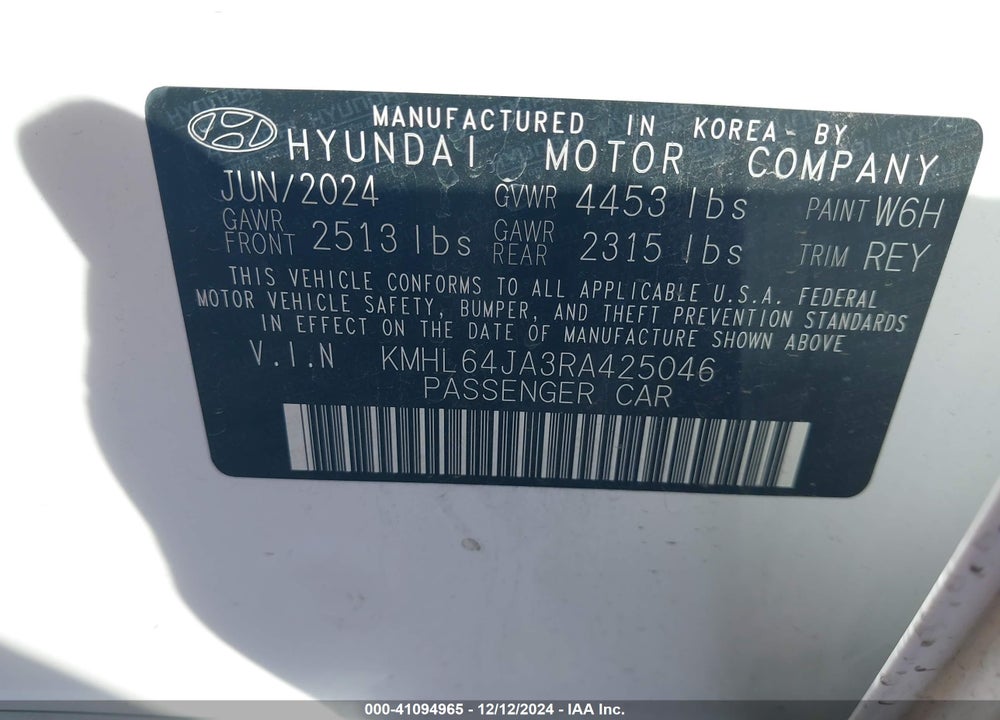 2024 HYUNDAI SONATA SEL VIN: KMHL64JA3RA425046